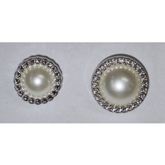   Díszgomb tekla gyöngy középpel ezüst díszes széllel 17 mm, Kardigán, kiskabát gomb. Közepes(10 db)