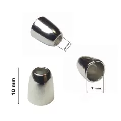   Zsinórvég díszítő harang fém, ezüst vagy black nikkel, kb. 3 mm-es zsinórhoz ( 25 db / csomag)