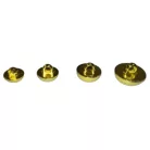 Pitykegomb műanyag 15 mm ( 24-es) sárga arany, rosegold, ezüst színben  (25 db/ csomag)