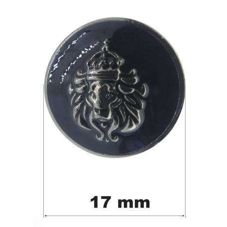 Díszgomb 17 mm koronás oroszlán motívummal, fém gomb. (6 db-tól)