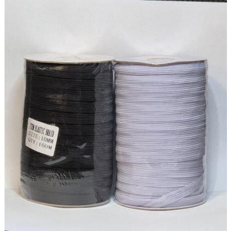Gumiszalag 10 mm fehér vagy fekete 100 m/orsó (12 szálas) .MH Superior Quality 