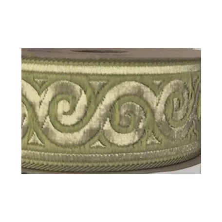 Szalag arany-zöld inda mintás 32 mm. 10 méter/orsó Fantastic Jacquard