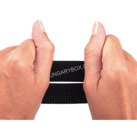 Rugalmas, elasztikus tépőzár csak a bolyhos plüss rész. 20 mm. Fekete.
