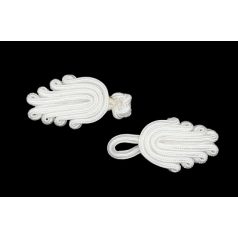   Kész paszomány gombolás 11  cm . Talárra is. Fehér tulipán. 1 pár. 