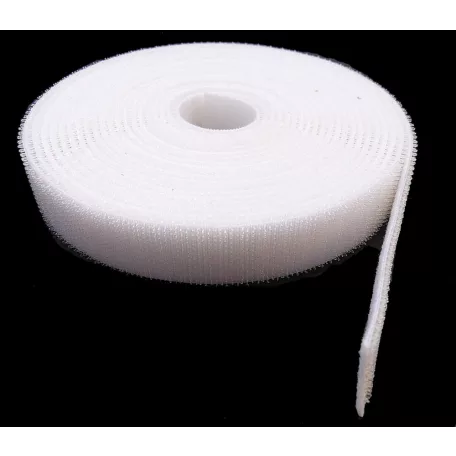 Kétoldalas tépőzár, kötegelő, 20 mm x 5 méter. Fehér színben. (Kis kiszerelés)