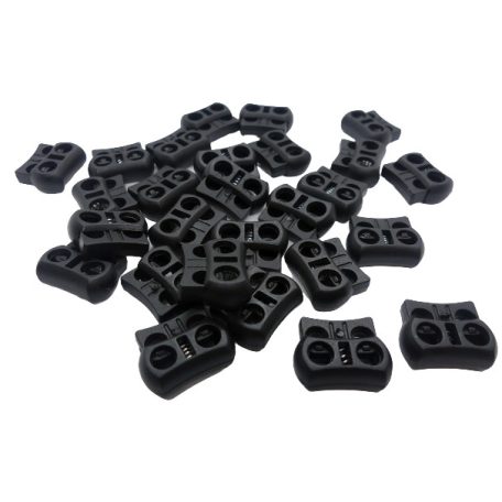 Zsinór szabályozó malacka 20x15x7 mm kicsi fekete, könnyített. (50 db/cs)