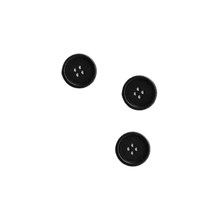 Kabátgomb négylyukú, műanyag matt fekete 25 mm-es 40"  25 db/csomag