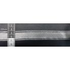 Organza szalag fehér alapon csíkok középen, 25 mm. 70 Ft/méter (23 méteres)