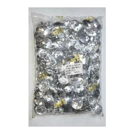 Akril gomb kétlyukú átvarrós 34-es (22 mm -es) strassz hatású  csiszolt műanyag,  (MH) 200 db/csomag