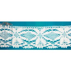   Pamut csipke szél, 65 mm széles, virág mintás fehér. 25 méteres. ( 4031) 