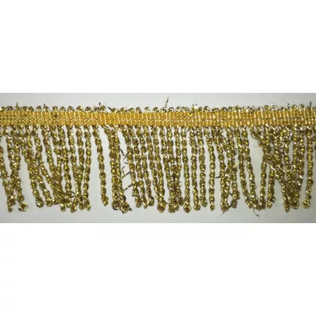 Függönyrojt 5 cm arany sodrott zsinóros rojt lurexes. Zászlórojt. 8 méter