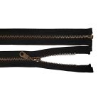 Fémcipzár 90 cm VT10 fekete szétnyitható húzózár, antikolt réz fogú.