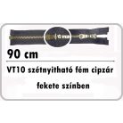 Fémcipzár 90 cm VT10 fekete szétnyitható húzózár, antikolt réz fogú.
