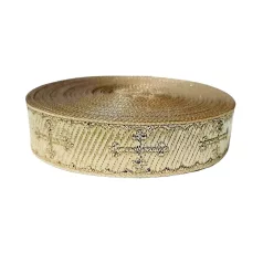 Keresztes szövött szalag arany  30 mm-es (5 métertől)
