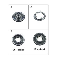   Baby patent 15 mm, karika fejjel, géppel beüthető, ezüst színű. (500 szett/csomag)