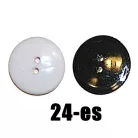 Lencsegomb 24-es (15 mm) fehér, fekete, átlátszó,  lapos, kétlyukú , műanyag gomb (100 db-os)