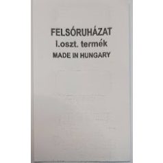   Bevarrható kétoldalas címke 3 választható összetétellel + piktogramokkal+beírható mérettel. 22 mm x 40 mm 100 db
