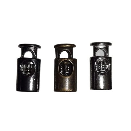 Zsinór szabályozó, összehúzó fém 18 x 7 mm egy lyukú 3 mm, rugós. (20 db/csomag)