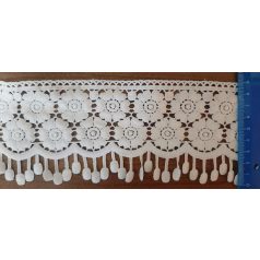   Légcsipke szél 90 mm fehér daupla soros, bogyós, vastagabb műszálas anyag  (H3800-1) 10 yard