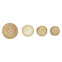 Fagomb 25 mm négylyukú, natúr fa, festhető. 10 db/csomag