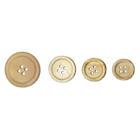 Fagomb 25 mm négylyukú, natúr fa, festhető. 10 db/csomag