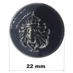   Díszgomb 22 mm koronás oroszlán motívummal, fém gomb (6 db-tól)
