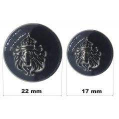   Díszgomb 22 mm koronás oroszlán motívummal, fém gomb (6 db-tól)