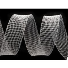   Lószőr szalag, 10 mm, ruha merevítő, kemény, fehér színű  20 méter/tekercs