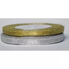  Lurex szalag 25 mm, arany vagy ezüst, díszítő vagy kötöző szalag.  25 méter/orsó