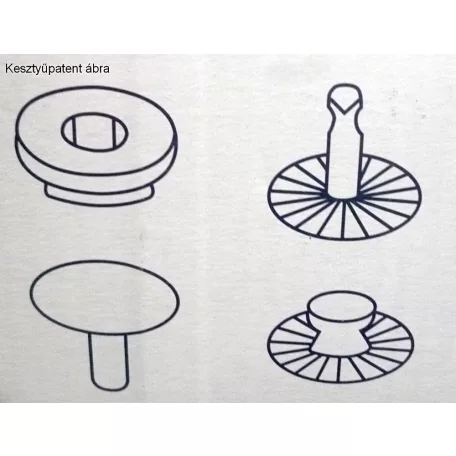 Kesztyűpatent nyomó fej/ aparát, 12,5 mm-es patenthez. 4 részes  szett .