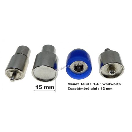 Kesztyűpatent nyomó fej/ aparát, 15 mm-es patenthez. 4 részes szett