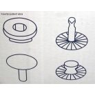 Kesztyűpatent nyomó fej/ aparát, 15 mm-es patenthez. 4 részes szett