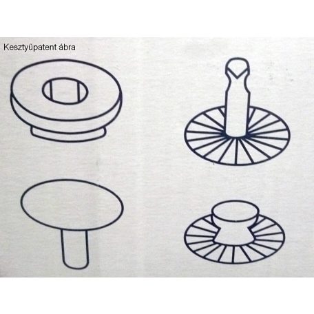 Kesztyűpatent nyomó fej/ aparát, 15 mm-es patenthez. 4 részes szett