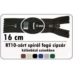 RT10 zárt spirálcipzár 16 cm. 120 Ft/db ( 5db)