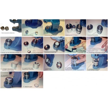 Gombbehúzó szerszám fej, aparát, több méretben, 1 szett