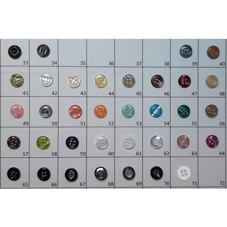 Inggombok sokféle színben 11 mm (18-as) 4 lyukú, átvarró (100 db/cs vagy 144 db / csomag)