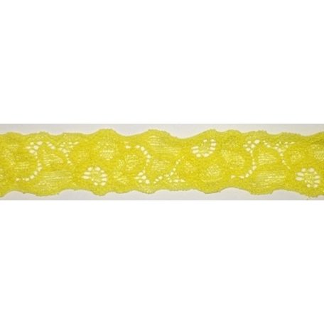 Rugalmas csipke 20 mm-es sárga virágos,  190  Ft/méter 