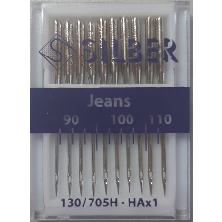 Háztartási varrógéptű, SILBER JEANS farmervarró vegyes méretekben (90-100-110) ( 10 db/levél)