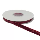 Bársony szalag csillámos piros 10 mm x 9 méter . 