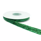 Bársony szalag csillámos zöld 10 mm x 9 méter . 