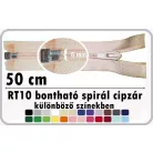 RT10 bontható, 50 cm-es spirál cipzár, több színben 