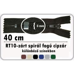 RT10 zárt spirálcipzár 40 cm.   (5 db)