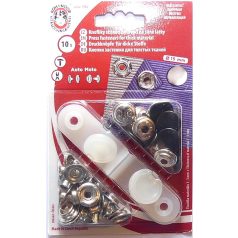   Patent beüthető automata AM fekete színű,  15 mm, rugós patent, 10 szett,/ lap