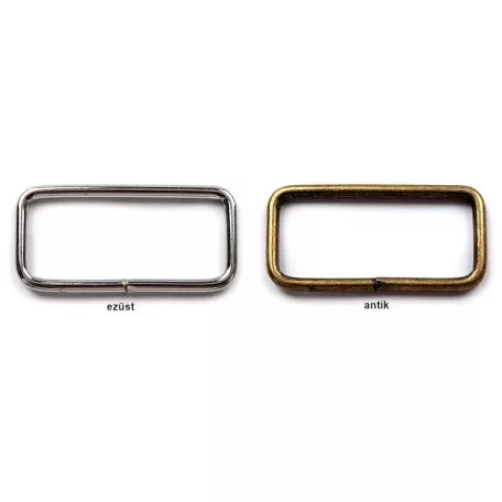 Szíjbújtató fémkellék szögletes 32 mm-es, ezüst vagy antik ( 25 db/cs) 