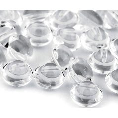   Pitykegomb, átlátszó, hátul varró füles , 10 mm-es.  25 db/csomag. Menyasszonyi golyógomb. 