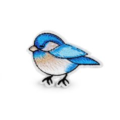   Madárka felvasalható címke, folt, kék (3),  43 mm x 60  mm 1 db Óvodás jel. 