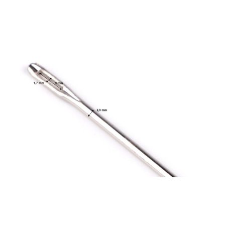 Kárpitos tű, tompa hegyű, 15 cm hosszú,   2,9 mm vastagságú, tűszem 9x1,7 mm.  1 db 
