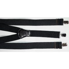   Elegáns férfi nadrágtartó dobozban. Y hátsóval, bőrrel,  fekete színben, 120 cm max. hosszúság 3,5 cm széles . SÉRÜLT DOBOZBAN!