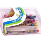 Színes fejű gombostű mix  38 mm vas+műanyag. Dressmakers Pins. Rozsdamentes.  Dekorációs, varrást segítő célra. 100 db/doboz