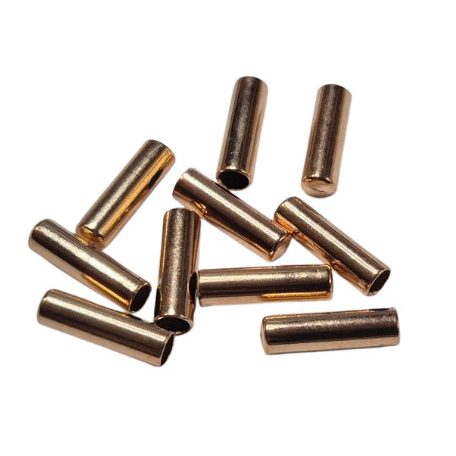 Zsinórvég záró elem max 4 mm-es zsinórhoz rózsaarany színben.  10 db/csomag